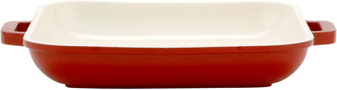 Heiss® Energy-Efficient Cast Aluminum Mini Square Grill Pan for Serving, 10 Ounce, 6" x 6", Red/White...