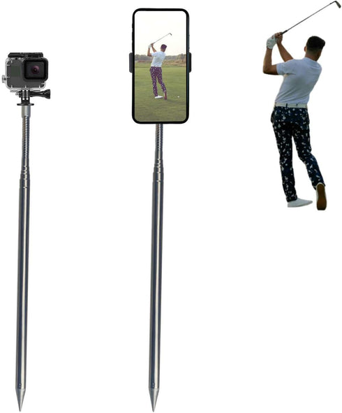 Golf Monopod Selfie Stick, Portable Phone Camera Spike Stake for Recording Your Golf Swing, Golf Phone Holder for Training Aid, Golf Swing Camera ...