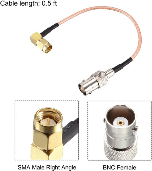uxcell SMA Male Right Angle to BNC Female RF Coaxial Cable RG316 Coax Cable 0.5 Ft...