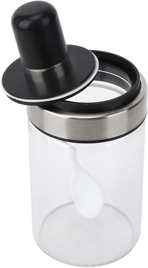 Glass Spice Jars, Transparent Seasoning Bottle Container Sugar Salt Pot with Visible Cover Spoon Kitchen Spice Bottles Spice Containers...