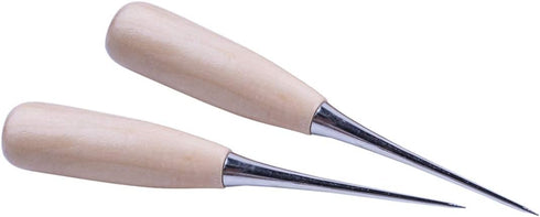 ZLKSKER (Pack of 2) Wooden Handle Leather Drillable Stitching Sewing Awl, Punch Hole Gadget Tool...