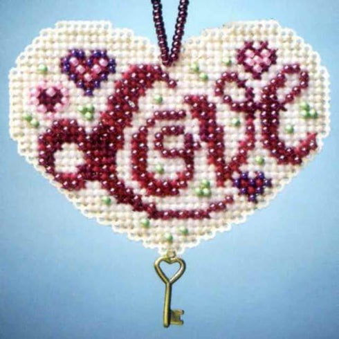 Love Beaded Counted Cross Stitch Charmed Ornaments Kit Mill Hill 2013 I Love MH163106...