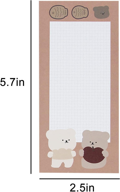 ANKOMINA 5 Pack Cute Cartoon Bear Memo Notes Writing Pads Scarpbook Message Notes Notepads Chesk List to Do List Memo Stationery Office School Sup...