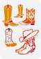 FINGERINSPIRE Cowboy Boots and Hat Painting Stencil 8.3x11.7" Cowgirl Boot with Spur Big Stencil Western Cowboy Themes Stencil Reusable Shoes Spra...