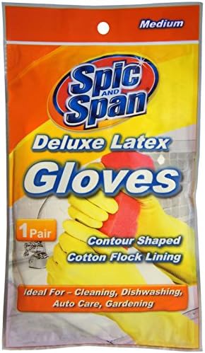 Spic And Span Deluxe Latex Gloves, Medium 1 Pair...