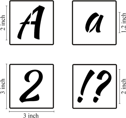 2 Inch Alphabet Letter Stencils for Painting - 70 Pack Letter and Number Stencil Templates with Signs for Painting on Wood, Reusable Numbers and L...