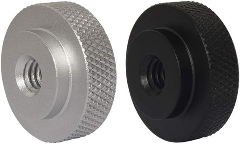 2 Pack 25mm Large Knurled Edge 1/4"-20 Female Thumb Wheel Lock Nut Adapter (Black)...