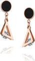 Women's Earrings,18K Rose Gold Plated Earrings Women with Double Titanium Steel Triangular and Zirconia, Nice Women Earrings Gift...
