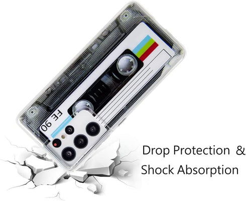 FAteam Case for Galaxy S21 Ultra 5G Shockproof Scratchproof with TPU Soft Bumper Retro Cassette Tape Case Compatible with Samsung Galaxy S21 Ultra...