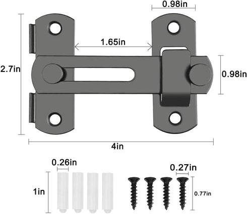 2PCS Barn Door Lock, 180 Degree Flip Sliding Barn Door Latches, Gate Latch for Barn Door, Sliding Door, Pet Door, Garage, Bathroom, Window, Outdoo...