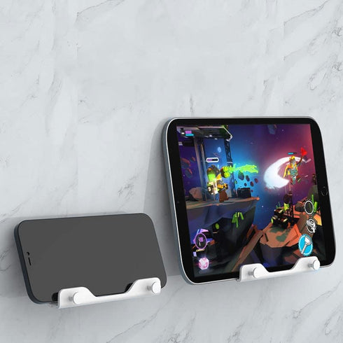 HomeMount Hands Free Wall Mount Phone Holder with Adhesive Strip for Bedroom Living Room Kitchen Compatible with All Phone or Mini ipad White......