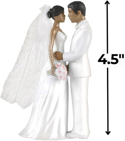 Elegant African American Couple White Plastic Cake Topper - 4.5" (1 Count), Unique & Stylish Centerpiece Decoration - Perfect For Weddings, Engage...