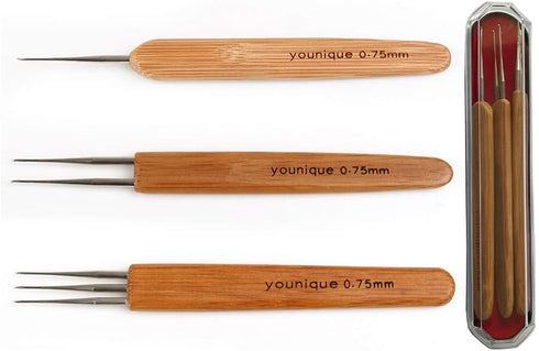 Dreadlocks Crochet Hook for Hair 3pcs/set (1 hook, 2 hooks, 3 hooks) 0.75mm Dreadlock Hooks with Wooden Handle Crochet Needles for Hair Dreadlock ...