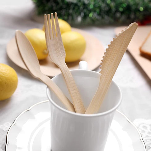 Banbu Bamboo Cutlery Disposable- 100PK Bamboo Knives Disposable 6.7" 100% Compostable Biodegradable Knife Renewable Natural Travel Knife for Campi...