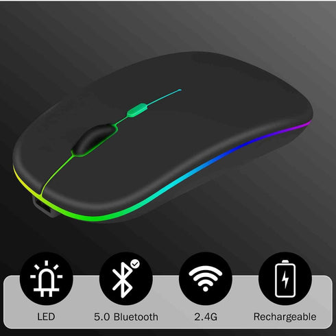 UrbanX 2.4GHz & Bluetooth Mouse, Rechargeable Wireless LED Mouse for Amazon Fire HD 10 Plus (2021) Also Compatible with TV/Laptop/PC/Mac/iPad pro/...