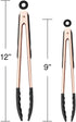 COOK WITH COLOR Stainless Steel Silicone Tipped Kitchen Food BBQ and Cooking Tongs Set of Two 9” and 12” for Non Stick Cookware, BPA Fee, Stylish,...