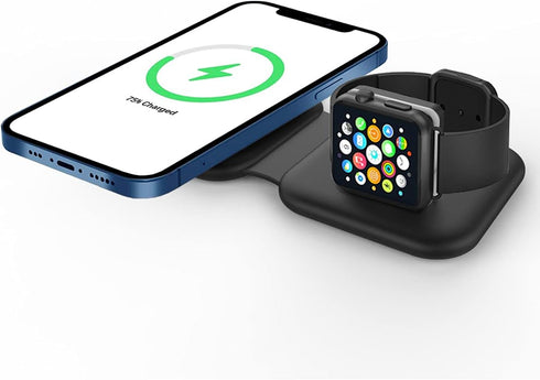 NemaTech Foldable & Portable Mobile 2-in-1 Wireless Charging Station, Fast Charging for Apple Watch, AirPods, iPhone 14/13/12/11/XR, Samsung Galax...
