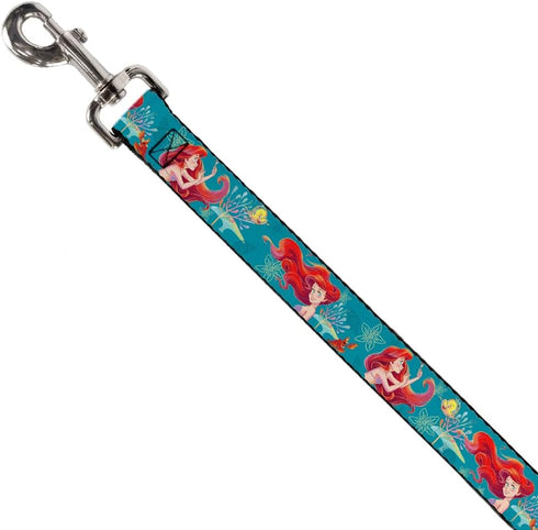 Disney Pet Leash, Dog Leash, The Little Mermaid Flounder and Sebastian Under The Sea Green, 4 Feet Long 1.0 Inch Wide...