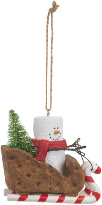 Ganz S'Mores Graham Cracker Sled Christmas Tree Ornament 3 Inch Multicolor...