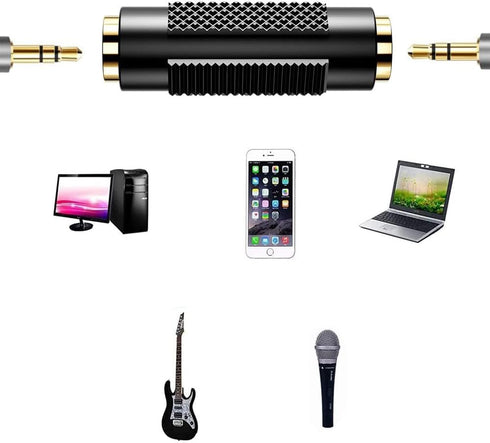 3.5mm ?1/8 Inch ? to 3.5mm ?1/8 Inch? Stereo Jack Female to Female Adapter Connector Gold Plated (4 Pack)...