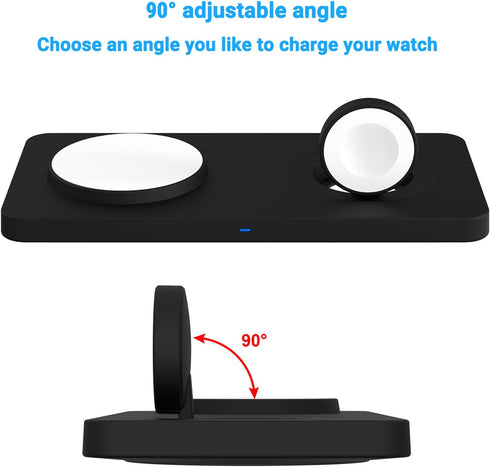 M13 2 in 1 Magnetic Wireless Charging Station,Qi Certified Charging Pad, Ultra Thin with QC3.0 Adapter for Dual Devices iPhone 14 13 Pro Max/Apple...
