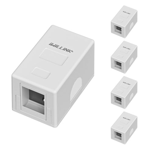 iwillink 1-Port Keystone Jack Surface Mount Box, White 5-Pack...