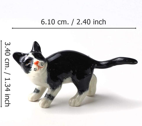 ZOOCRAFT Black Cat Figurine Ceramic Animal Miniature Handcrafted Kitten Gift Decor DIY Craft Design Collectible, 1.10 x 2.40 x 1.34 inches...