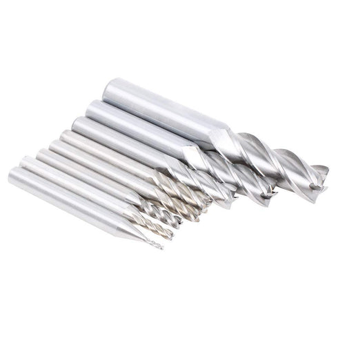 AUTOTOOLHOME 1/8" 3/16" 1/4" 5/16" 3/8" 1/2" high Speed Steel HSS 4 Flute Straight End Mill Cutter 5/32" 1/16" Set of 8...