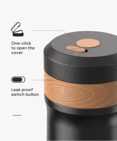 The Original Portable French Press Stainless Steel Coffee Maker Premium Vacuum Insulated Travel Mug Hot & Cold Brew French Presses (Black upgraded...