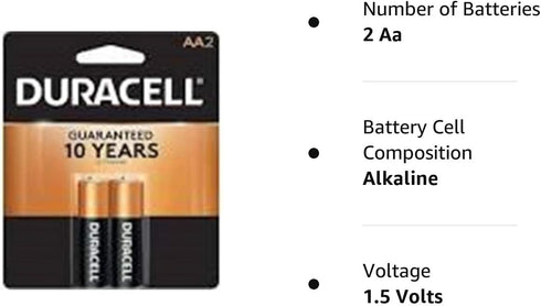 Duracell AA Alkaline Batteries 1.5v (2 Pack) MN1500 (LR6)...