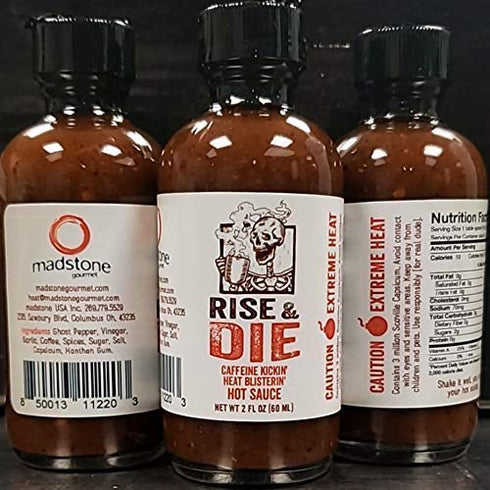 Flavor and Fire Foods, Rise and Die, Extreme Hot Sauce, Coffee Based, 3 Million Scoville Capsicum, Mouth Watering, Hot Sauce Lovers Dream, Eat at ...