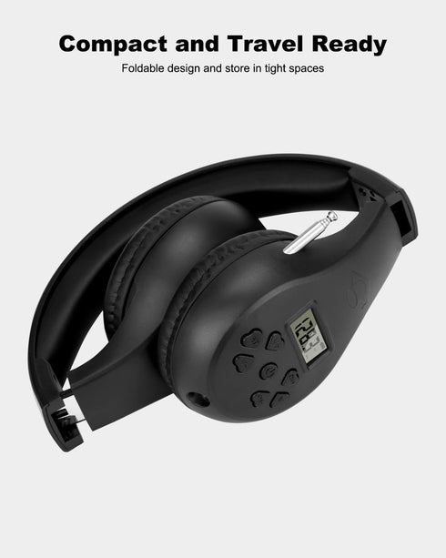 Portable Personal FM Radio Headphones with Best Reception, Wireless Headset FM Radio Ear Muffs for Walking, Jogging Powered by 2 AA Batteries(Not ...