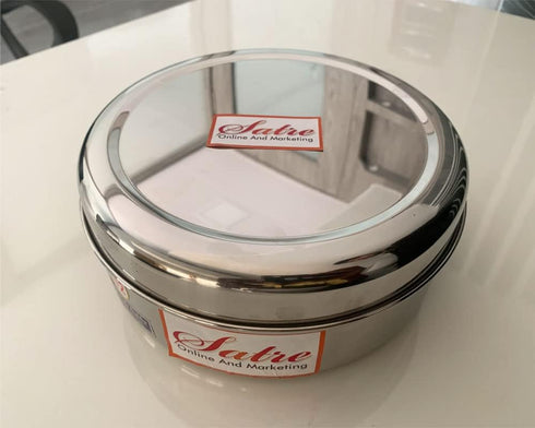 Satre Online and Marketing Stainless Steel Spice Box Without Lid,Stainless Steel Masala Box,Indian Spice Box with 7 Spice Containers and Spoons...