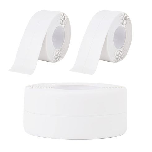 PVC Caulk Strip for Bathtub, 1.5Inch Wide, 10.5Ft Length Self Adhesive Waterproof Sealing Caulking Tape, Edge Protector, Decorative Sealant Trim f...