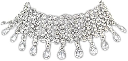 Sexy Shining Crystal Full Rhinestone Choker Necklace Water Drop Pendant Necklace Statement Necklaces Wide Collar Necklaces for Lady Party Jewelry ...