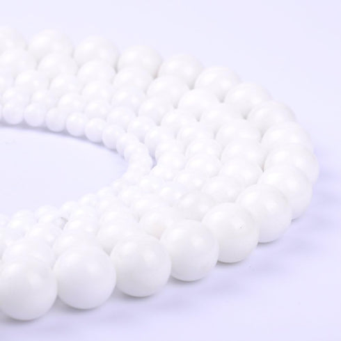 Natural Round Dyed Jade Loose Stone Beads Bulk for Jewelry Making 4MM, 6MM, 8MM, 10MM,12MM (8MM, White Porcelain)...