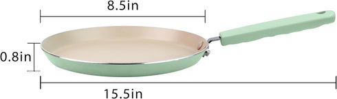 Crepe Pan, Dosa Pan, 8.7 inch Nonstick Crepe Pan, Dosa Tawa Tortilla Pan, Induction Compatible (Green)...