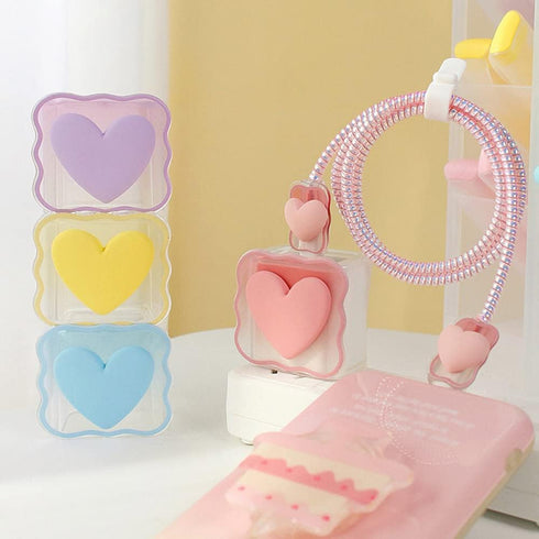 ZOSTLAND 5 in 1 DIY 18W 20W Heart Shape Protector Data Cable USB Charger Line Earphone Wire Saver Organizer Compatible with iPhone 11 12 13 14 15 ...