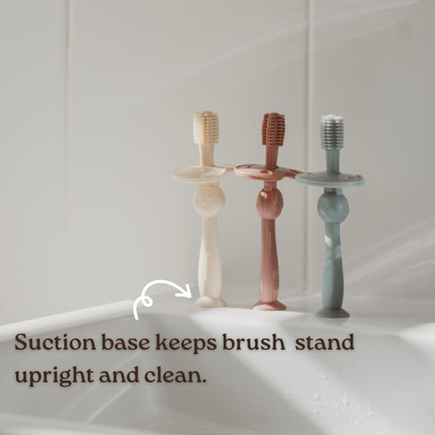 Haakaa 360° Silicone Baby Toothbrush – 100% Soft Food Grade Silicone, BPA-Free, Suction Base, Safe for Babies 6 Months+, Gentle Gum and Teeth Clea...