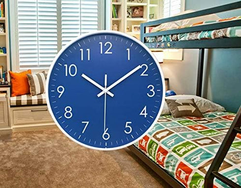 Wall Clock Battery Operated Indoor Non-Ticking Silent Quartz Quiet Sweep Movement Wall Clock for Office, Bathroom, Living Room Decorative 10 Inch ...