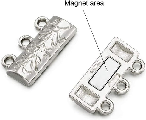 Beadthoven 20-Set Alloy 3 Hole Multi Strand Magnetic Clasps Bracelet Closure Magnetic Necklace End Clasp Tube Clasps Jewelry Finding Making Suppli...