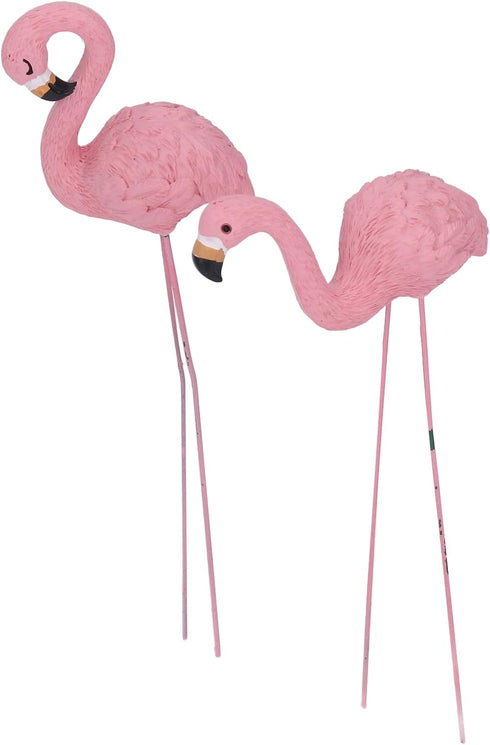 Pink Flamingo Yard Ornament Stakes, 4pcs Mini Lawn Plastic Flamingo Statue with Metal Legs for Sidewalks, Outdoor Garden, Luau Party, Tropical Par...