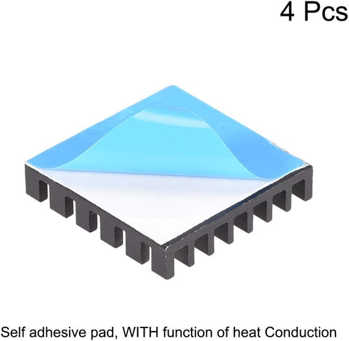uxcell 5x25x25mm Black Aluminum Heatsink Thermal Adhesive Pad Cooler for Cooling 3D Printers 4Pcs...