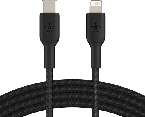 Belkin BoostCharge Nylon Braided USB C to Lightning Cable 6.6ft/2M - MFi Certified 18W Power Delivery iPhone Charger Cord - Apple Charger USB C Ca...