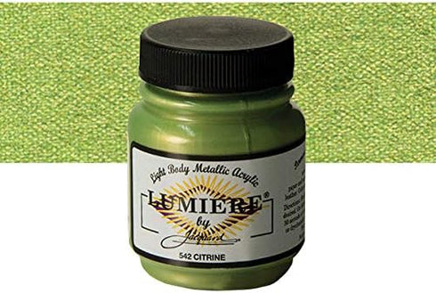 Jacquard Lumiere 2.25oz Fabric Paint Citrine - Metallic Paint for Fabric, Leather, Canvas, Paper and Wood - Light-bodied Metallic Acrylic Paint - ...