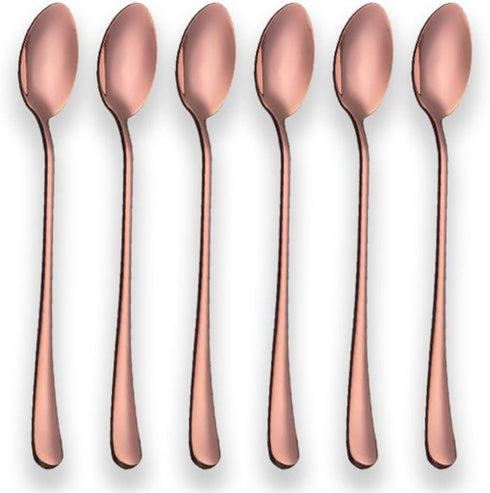 Long Handle Ice Tea Spoons, Gold Plated Latte Spoon, Stainless Steel Ice Cream Spoon, Iced Tea Spoon, Cocktail Stirring,Tea, Coffee, Milkshake Des...