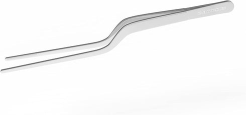 8 Inch Curved Stainless Steel Precision Kitchen Cooking Multi-function Tweezers Culinary Offset Tweezer Tongs (Curved, silver)...