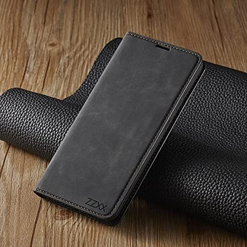 ZZXX Galaxy A52 5G Case Wallet with Card Holder Kickstand, Magnetic Soft Leather Flip Fold Case (Black, 6.5 Inch)...