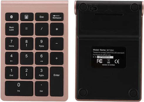 Sanpyl 22 Keys Numeric Keypad, Bluetooth Mini Keyboard, Portable Mini Financial Accounting Rechargeable Number Pad, for Laptop Desktop, PC(Rose Go...