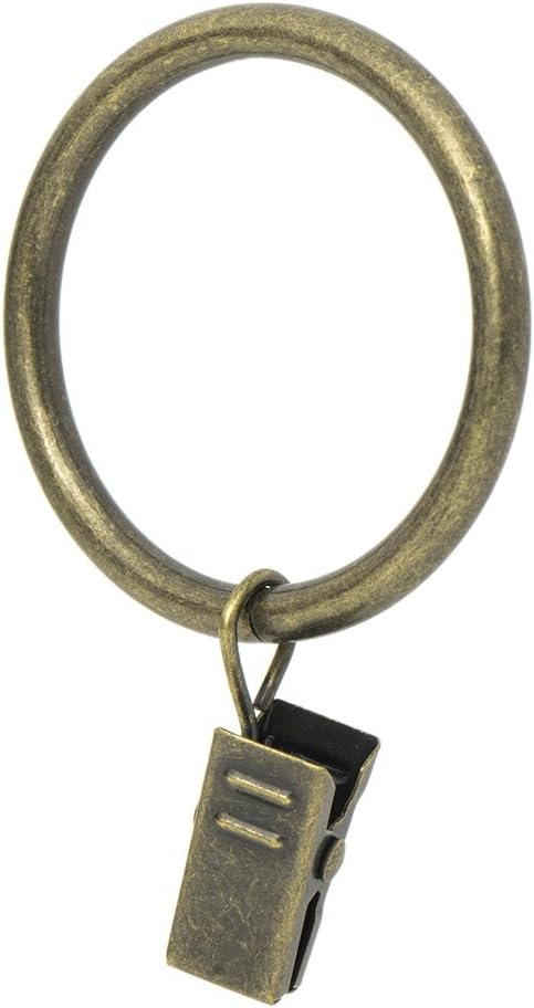 Ivilon Drapery Curtain Clip Rings - Clips Ring for Curtain Panels 1.7", Set of 14 - Antique Brass...